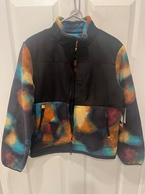 Men's Multicolor Fleece Jacket with Black Yoke